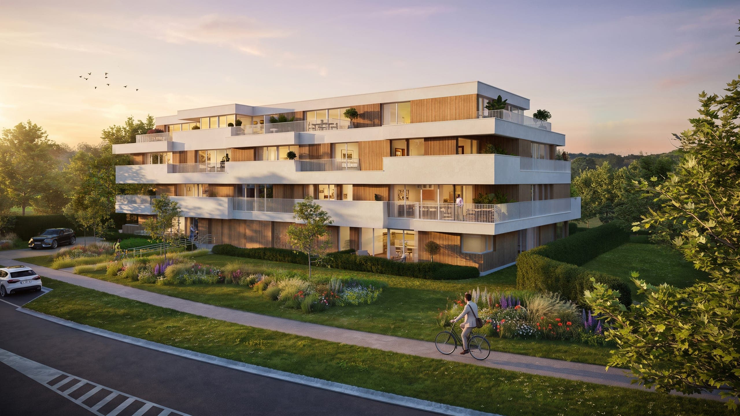 O-Park, exterieurrender van het gebouw aan het Osbroek in Aalst